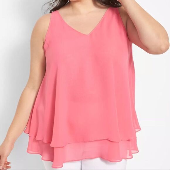 Lane bryant‎ Dusty Rose Essentials Double-Layer Max Swing Chiffon Tunic Tank - Picture 1 of 7